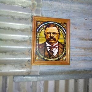 Teddy Roosevelt Stained Glass Style Framed Art Print By Neon Nicho